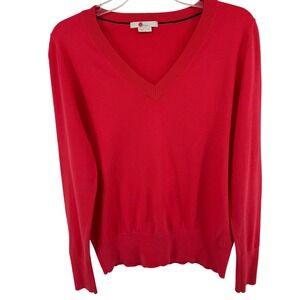 Boden Womens V-Neck Cotton Blend Spring Sweater Red Long Sleeve Clean Girl Sz M